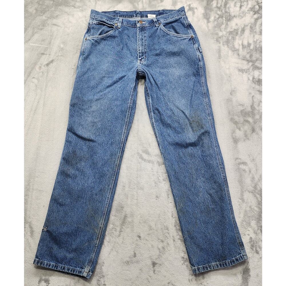 Vintage 90s Key Jeans Mens W35XL34 Blue Distressed Carpenter Baggy Workwear